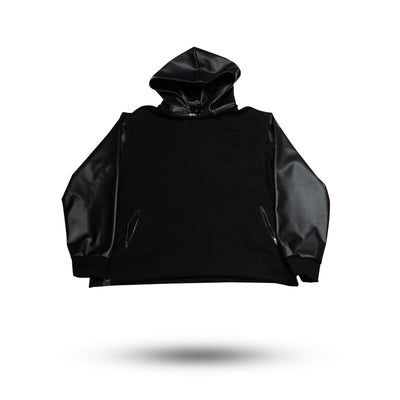 InoFlex Tech™ Faux Leather Detachable Hood - Midnight Black