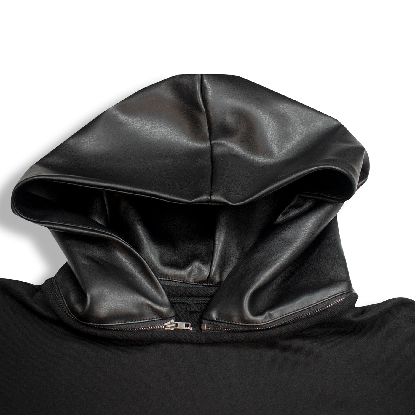 InoFlex Tech™ Hoodie Faux Leather - Midnight Black