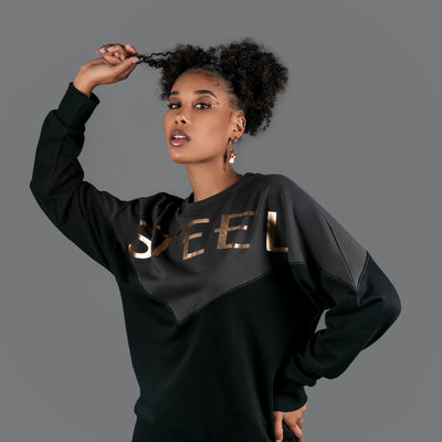 Women's Metallic Sweatshirt  - Black