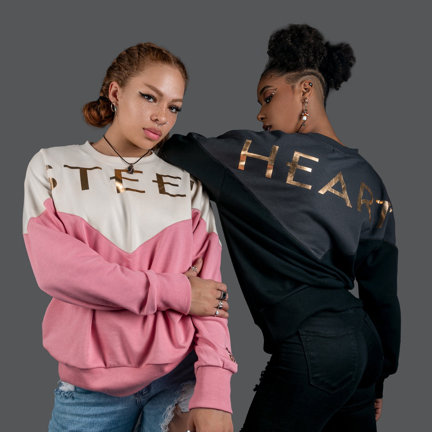 Women's Metallic Sweatshirt  - Black